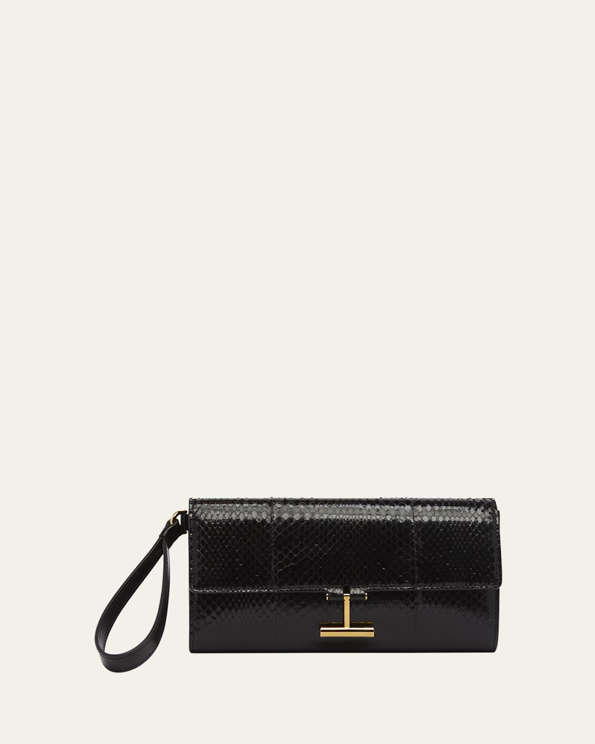 Tom Ford Tara Pouch Wristlet In Snake-embossed Leather In Black