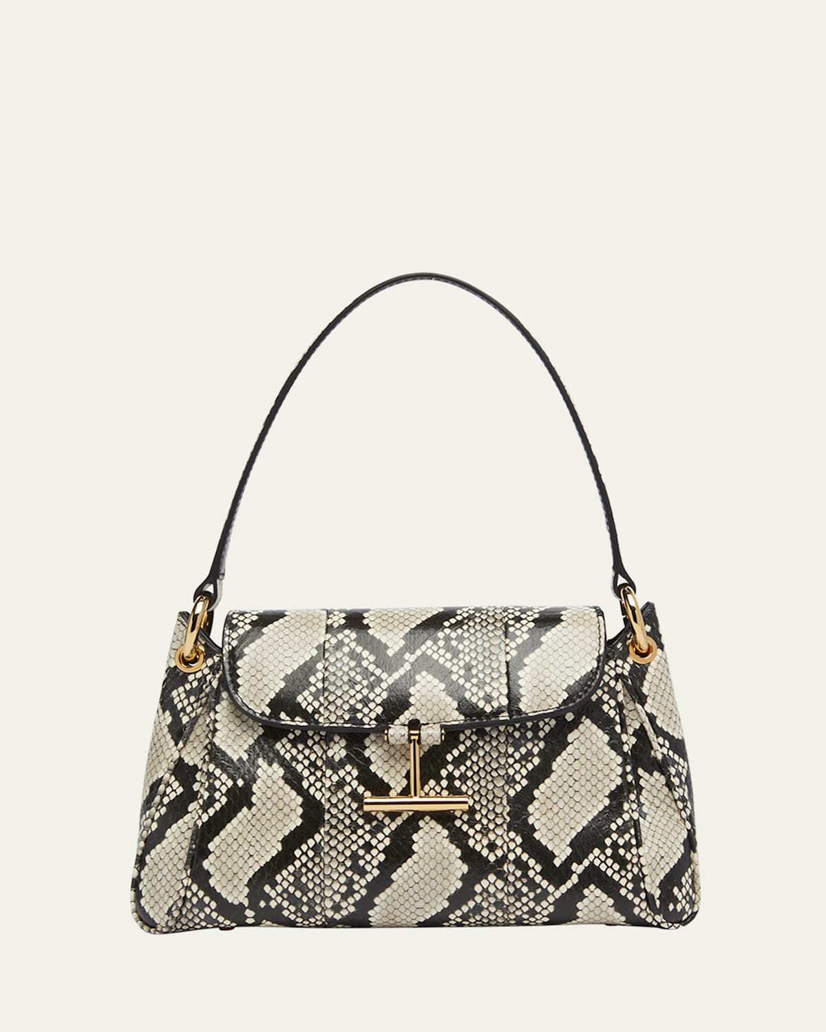 Tom Ford Tara Small Shoulder Bag In Python-printed Leather In Roccia