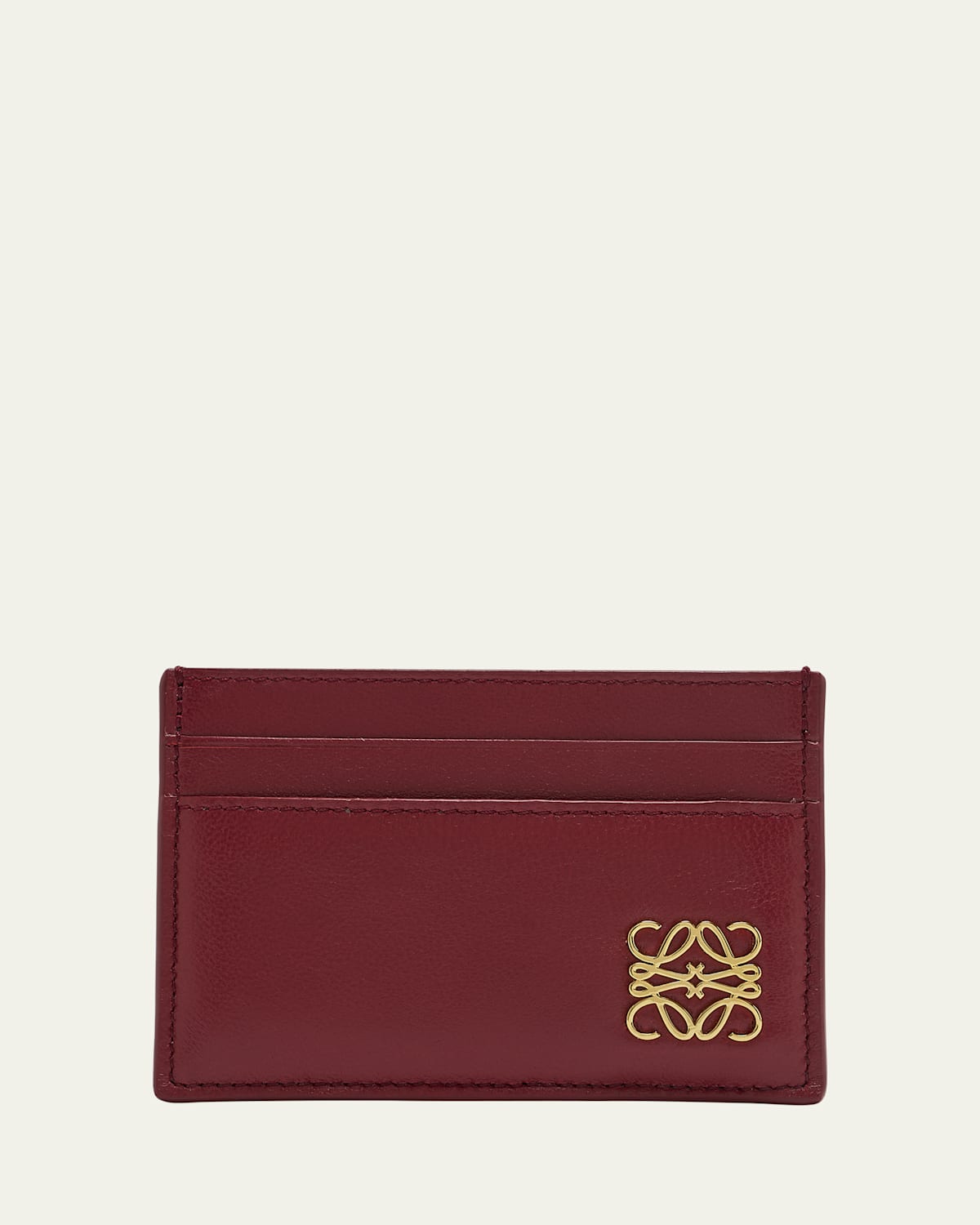 Loewe Anagrame Puffer Card Holder In Leather In Burnt Red