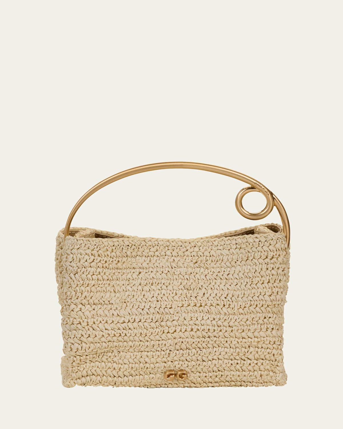 Shop Cult Gaia Lalli Metal Raffia Top-handle Bag In Natural