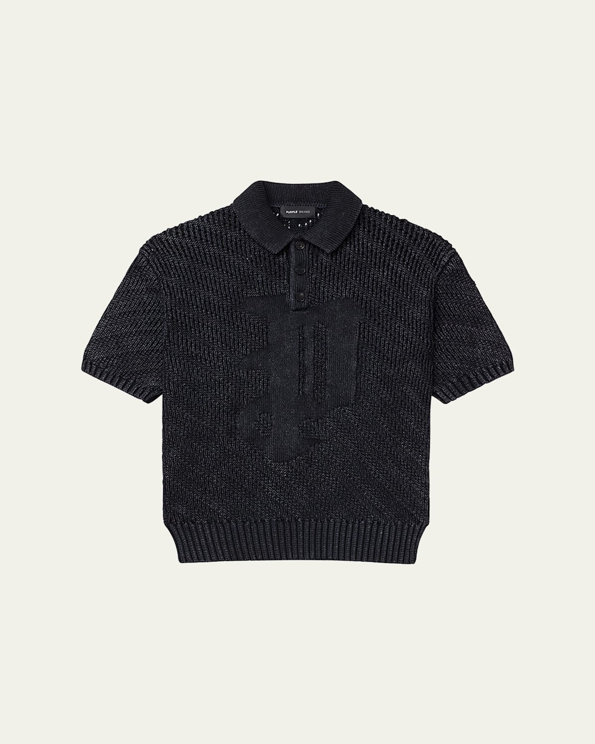 Men's Acid Wash Polo Sweater
