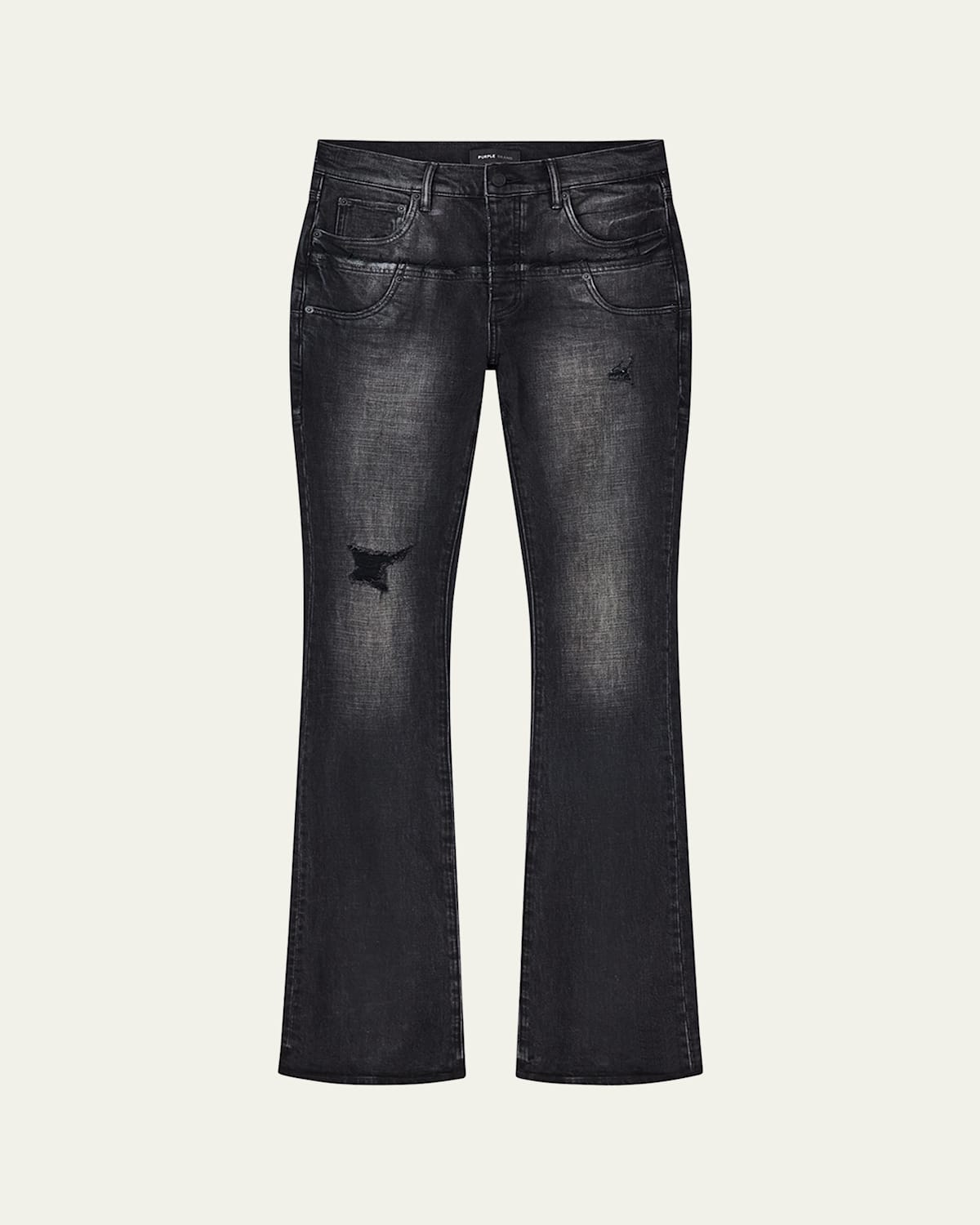 Men's Coated Double-Waist Flare Jeans