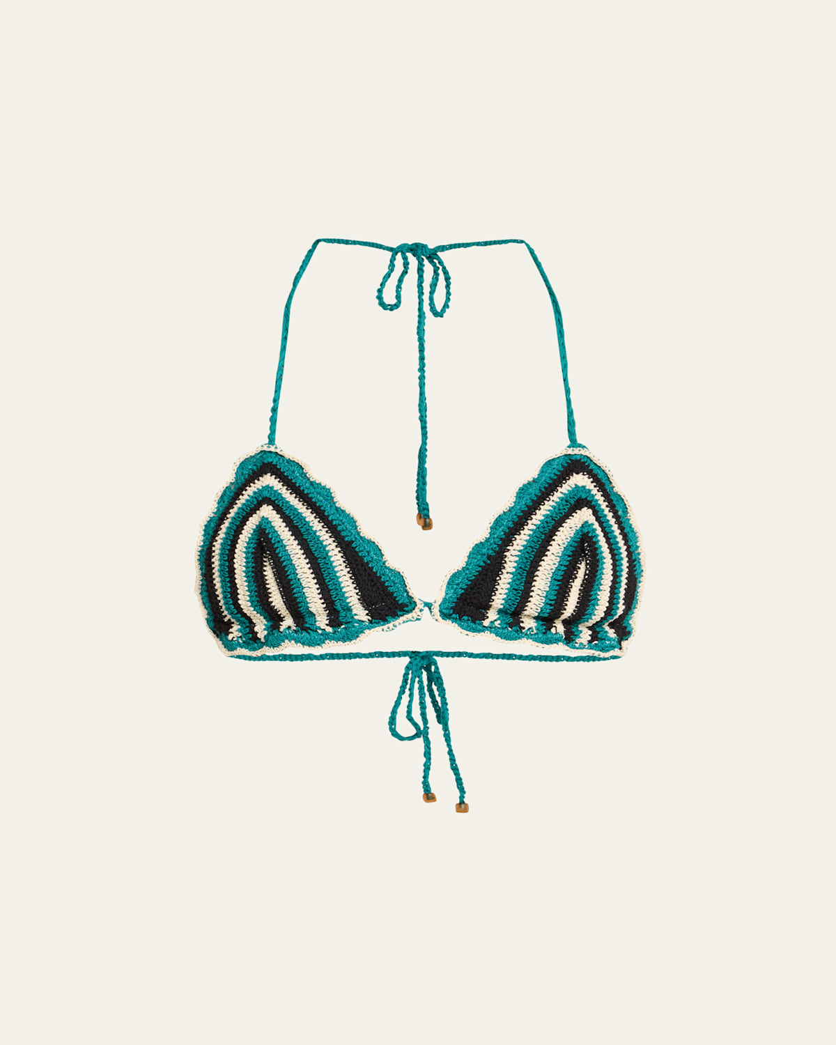 Ulla Johnson Alix Striped Crochet Bikini Top In Lagoon Stripe