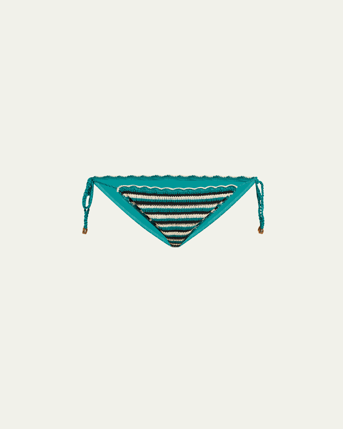 Shop Ulla Johnson Maia Striped Crochet Bikini Bottoms In Lagoon Stripe