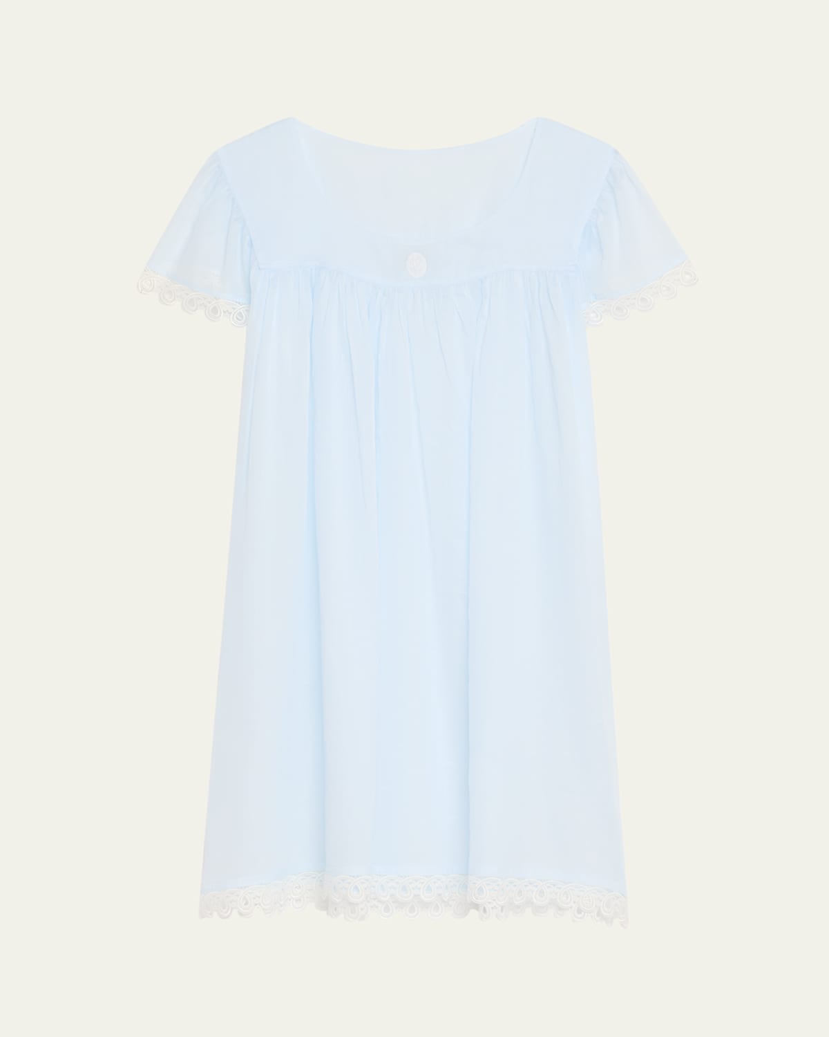Harriette 2 Ruched Lace-Trim Cotton Babydoll