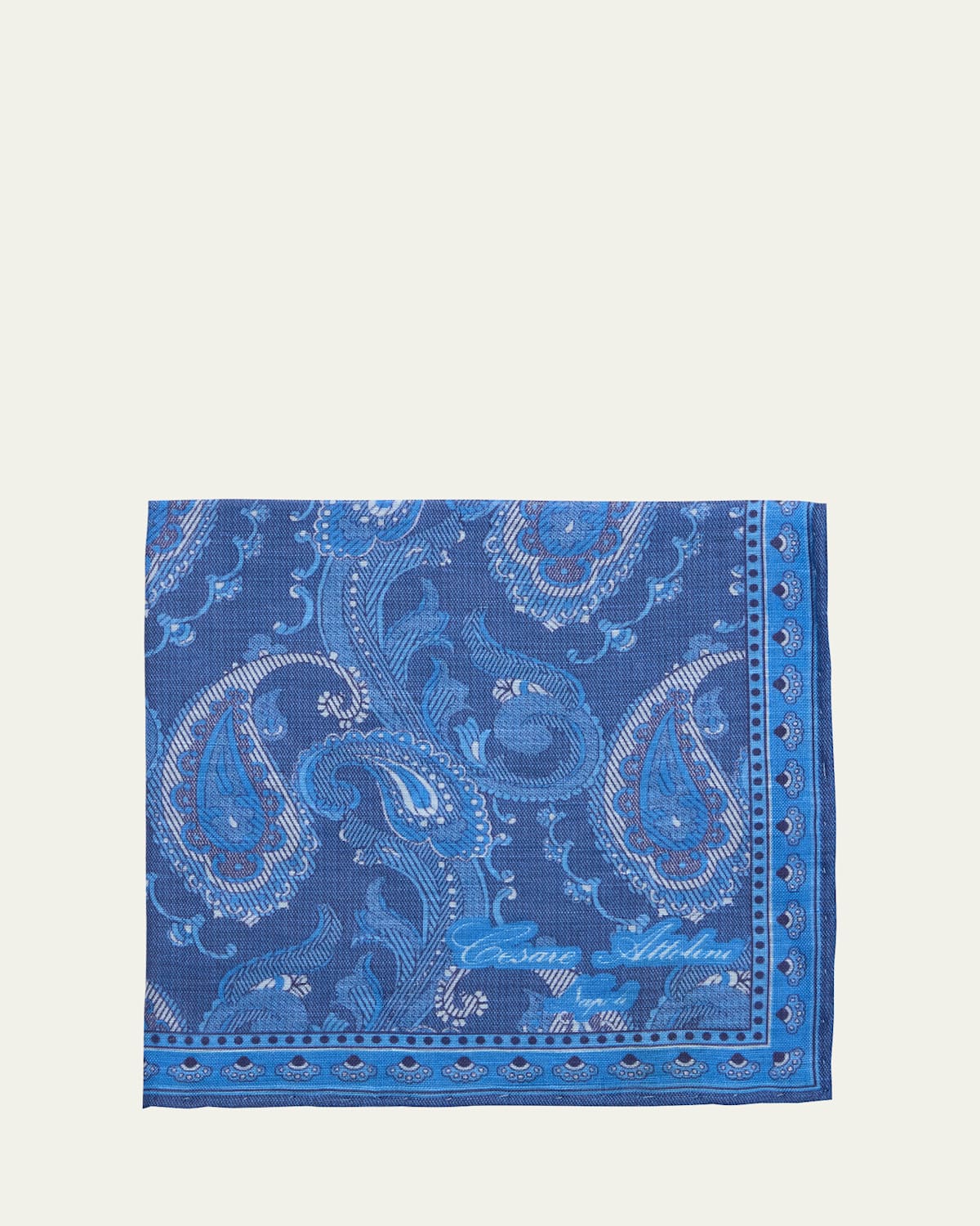 Men's Linen and Cotton Paisley Pocket Square