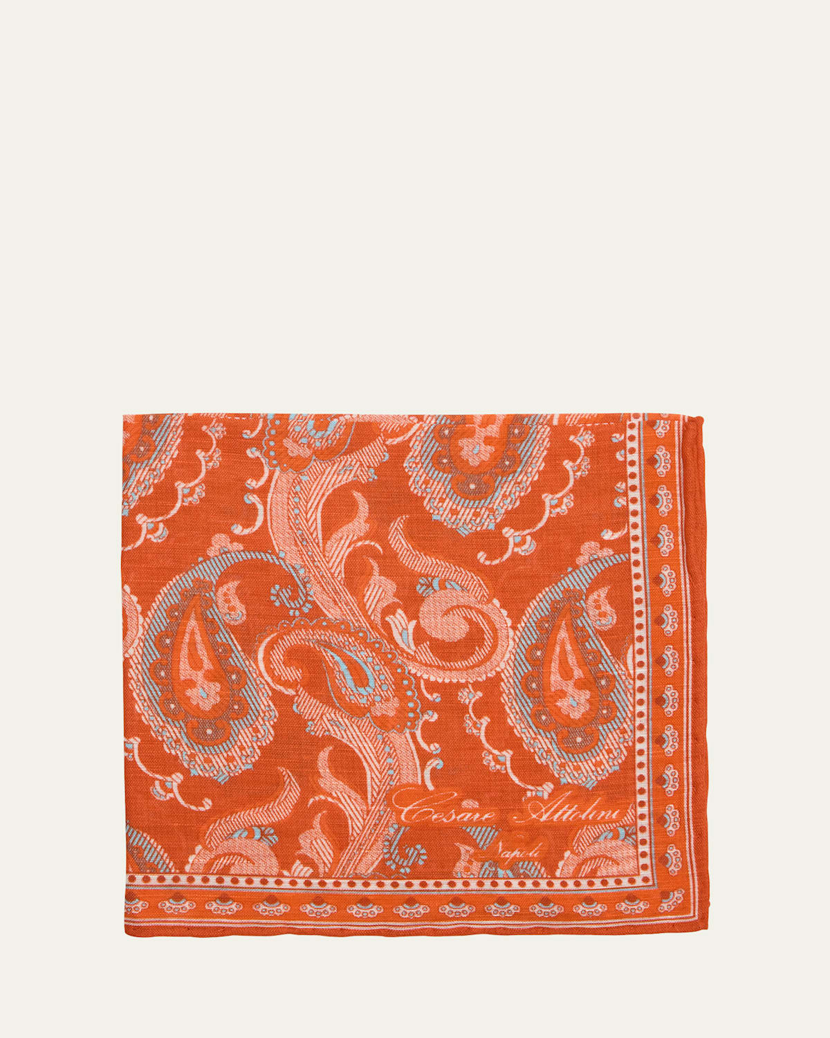Men's Linen and Cotton Paisley Pocket Square