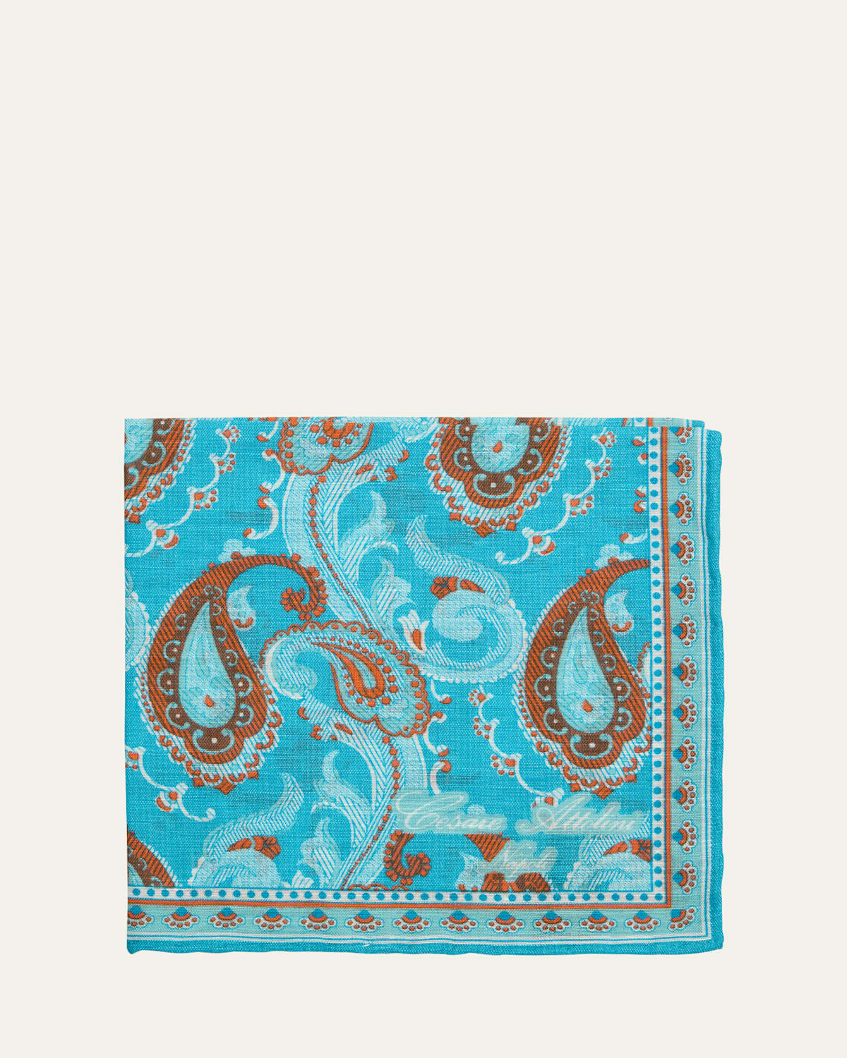 Men's Linen and Cotton Paisley Pocket Square