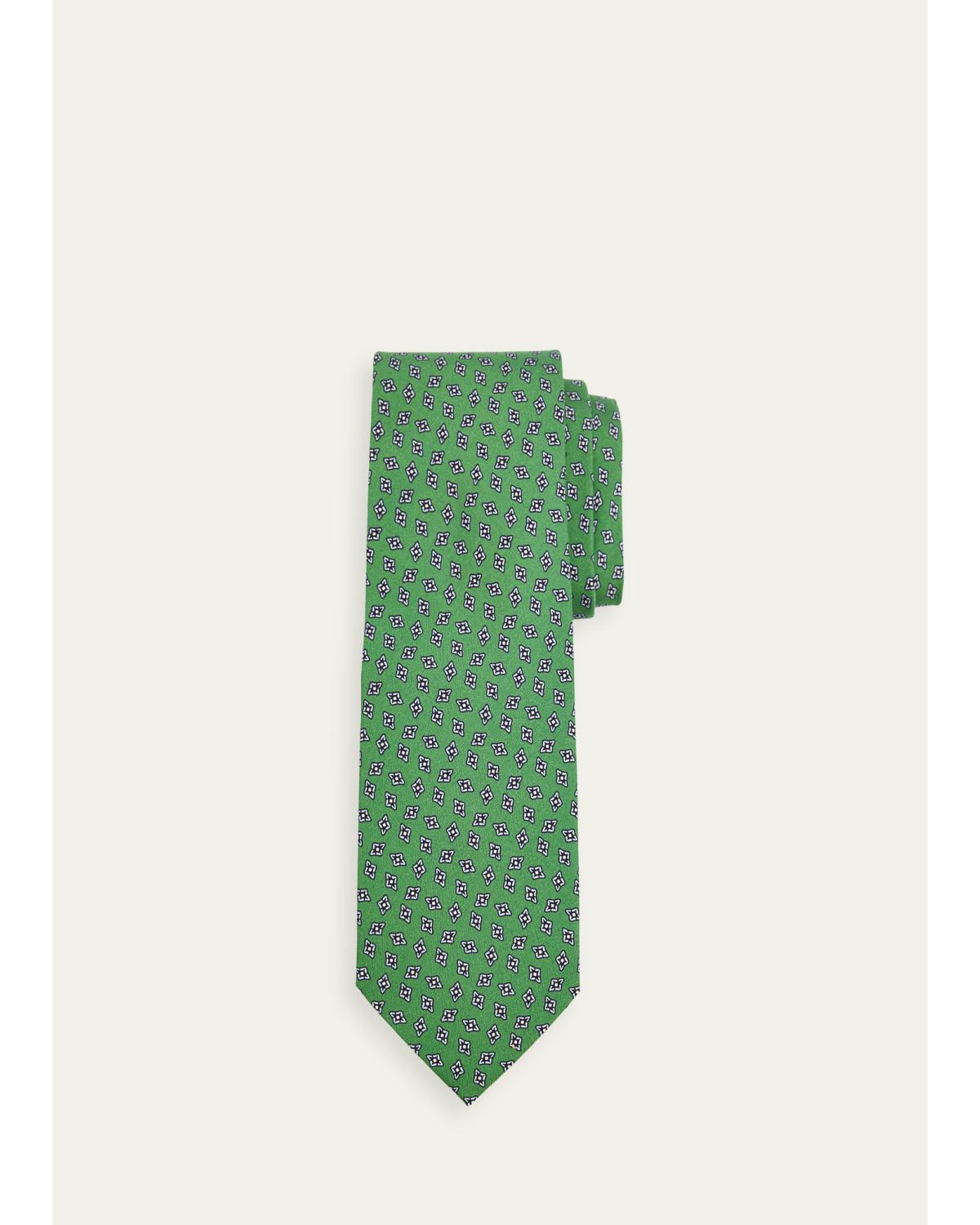 Cesare Attolini Men's Micro-diamond Silk Tie In Green