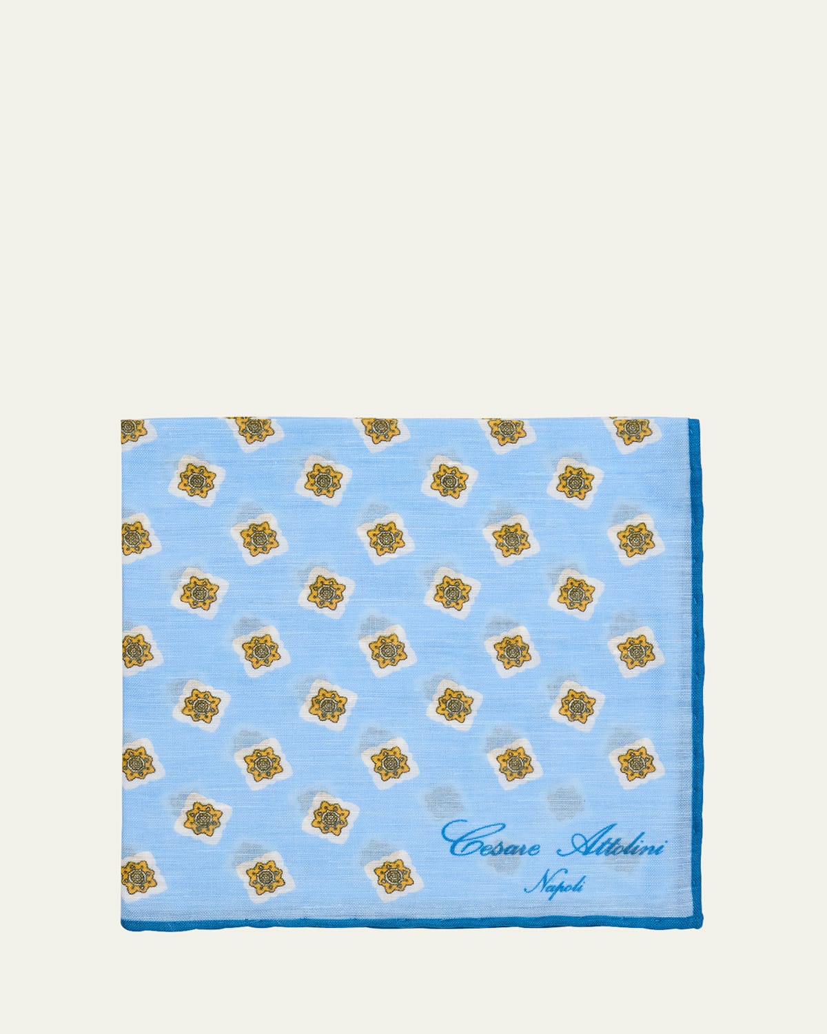 Men's Linen and Cotton Small Medallion Pocket Square