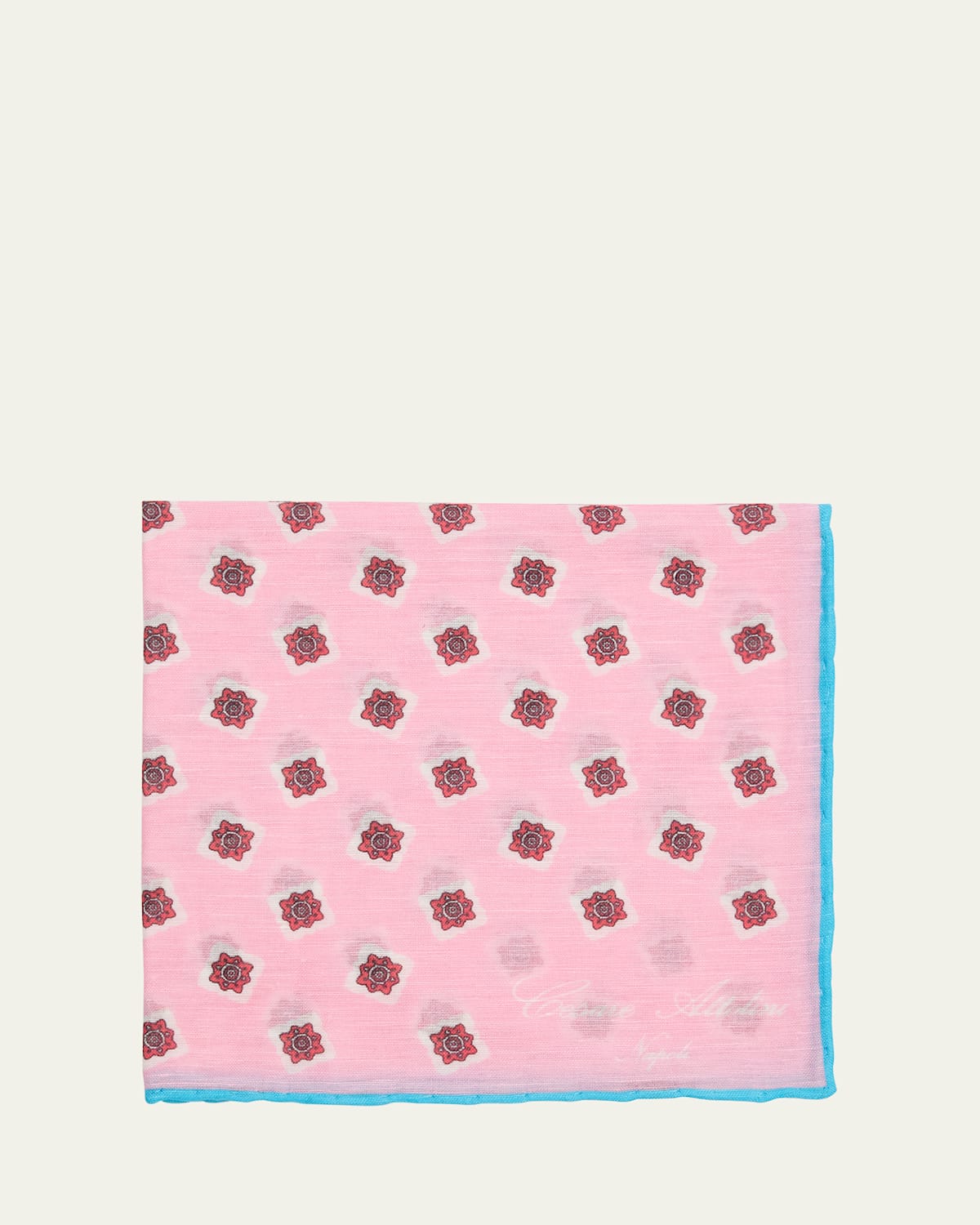 Men's Linen and Cotton Small Medallion Pocket Square