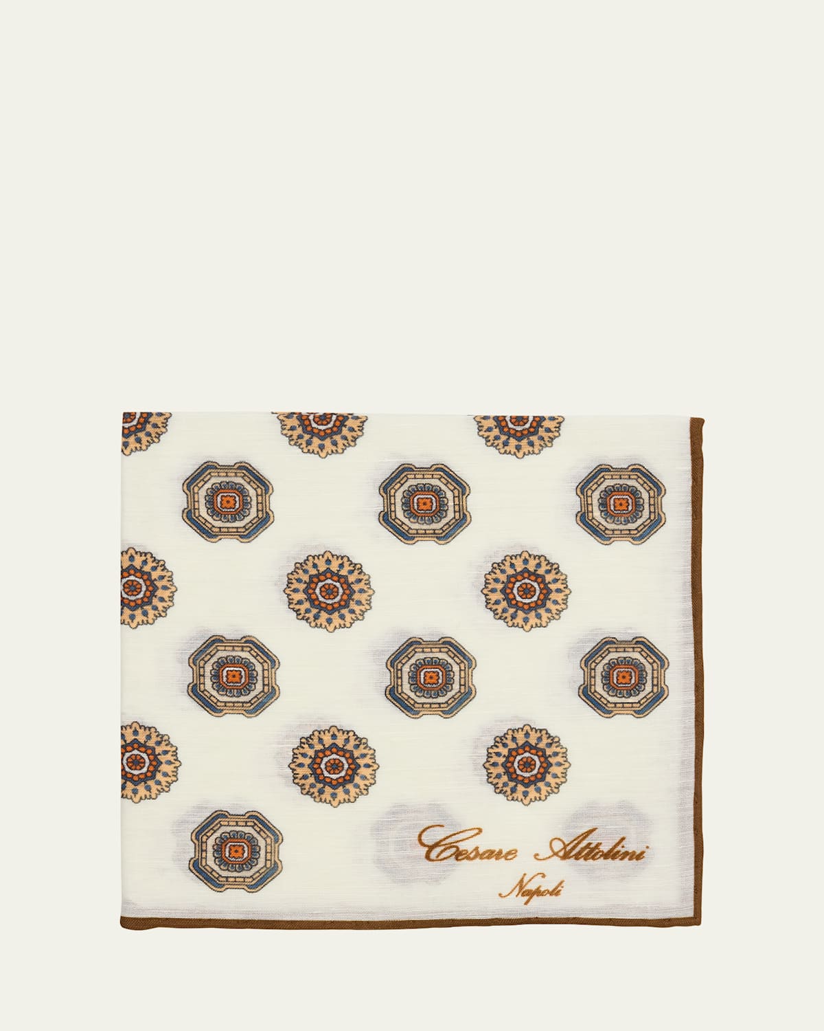 Men's Linen and Cotton Medallion Pocket Square