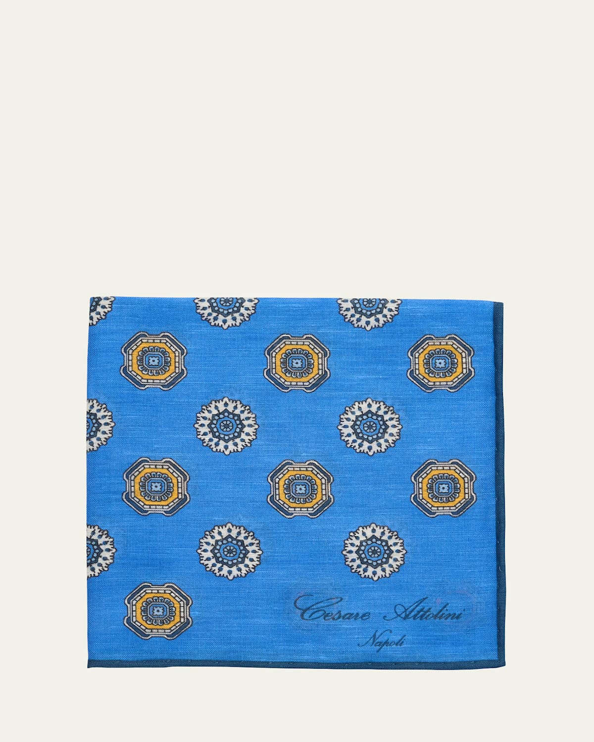 Men's Linen and Cotton Medallion Pocket Square