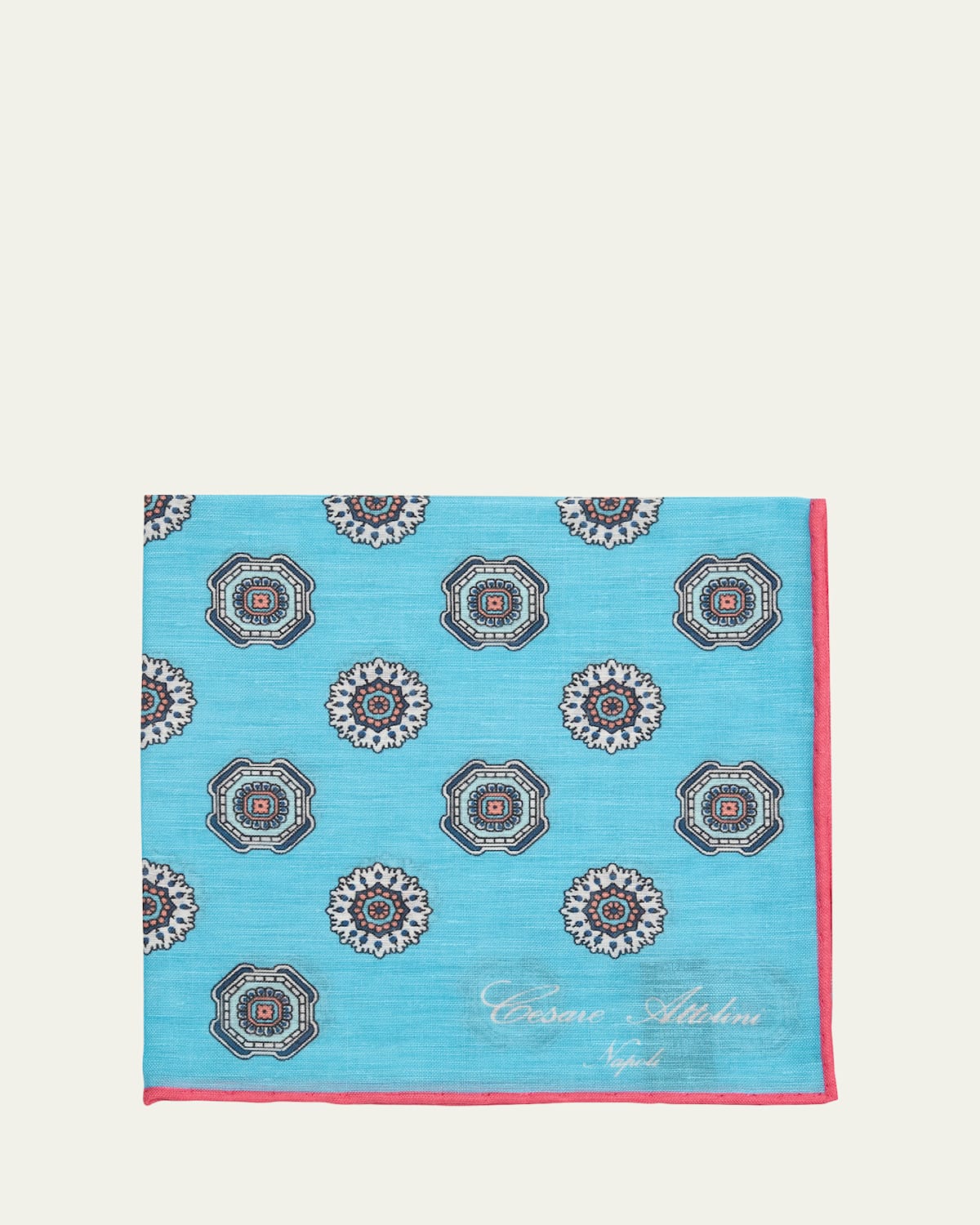 Men's Linen and Cotton Medallion Pocket Square