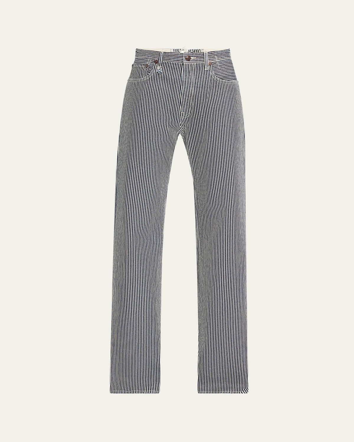 R13 Jane Stripe Lace-back Jeans In Rinse Indigo Railroad