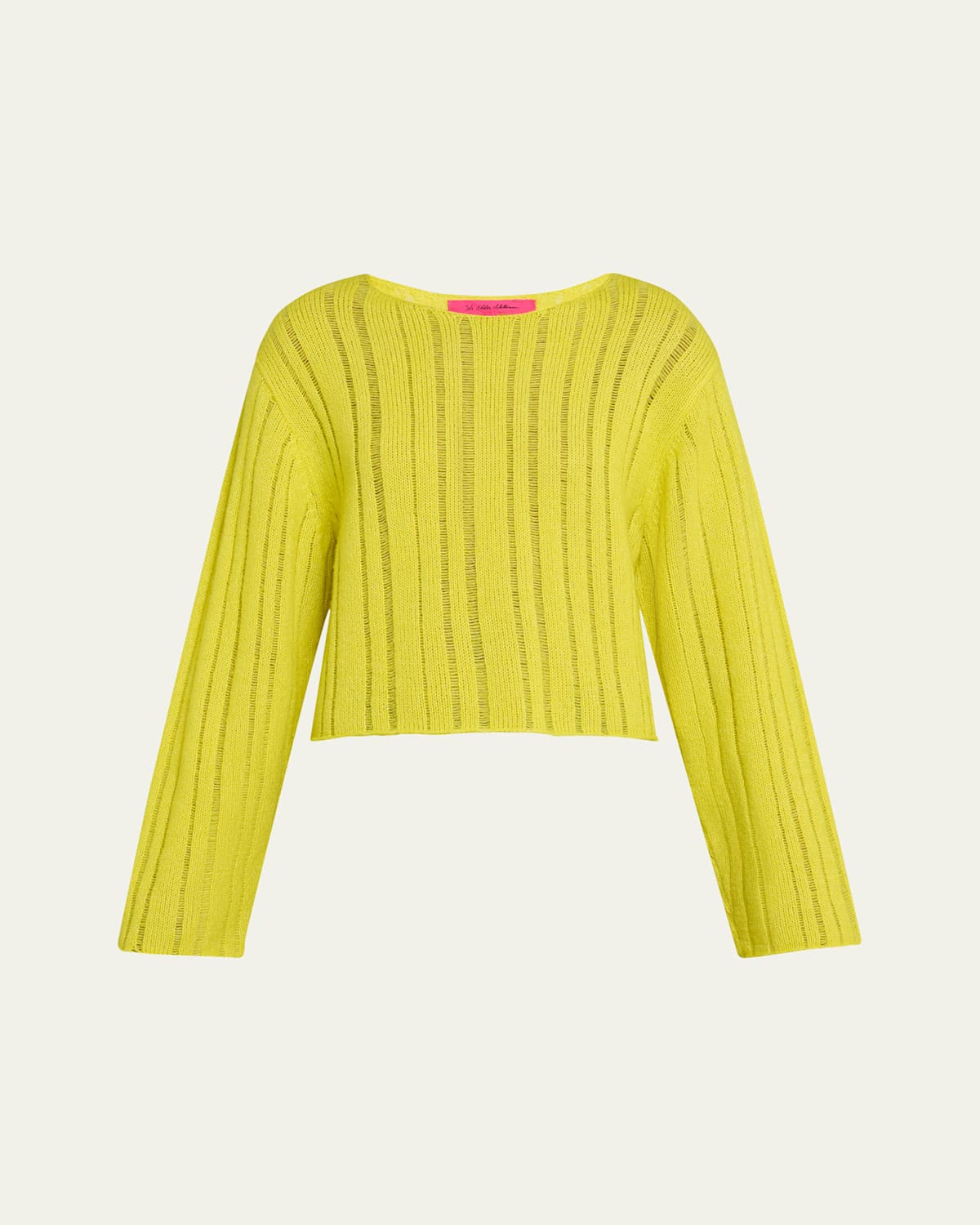 The Elder Statesman Drop Needle Ribbed Cashmere And Cotton-blend Sweater In Chartreuse