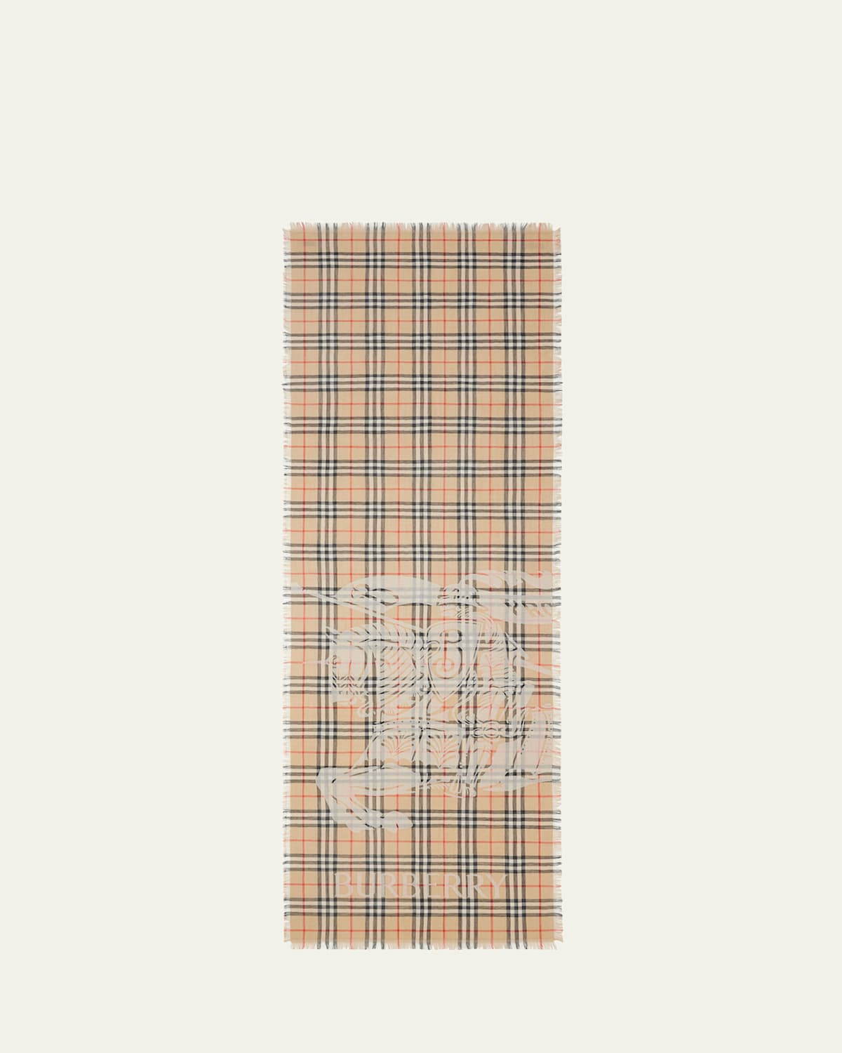 Burberry Rectangular Ekd Check-print Wool Scarf In Sand