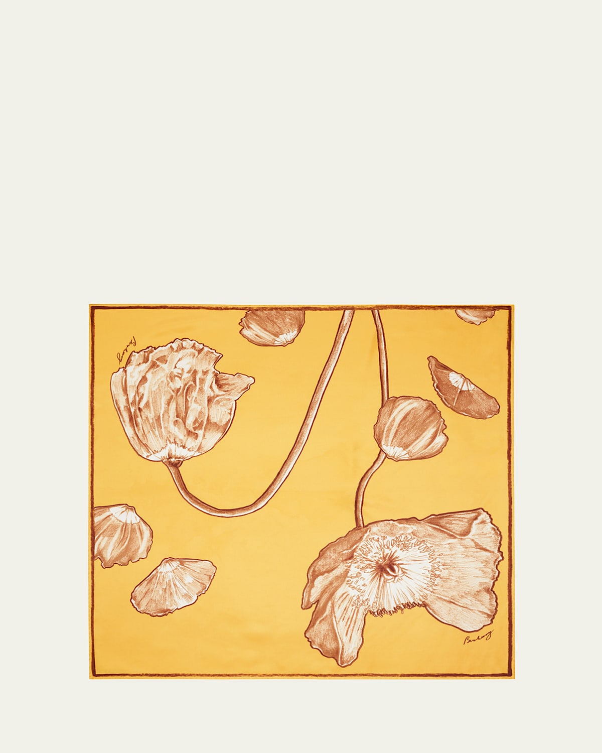 BURBERRY POPPY PRINTED SILK SCARF 