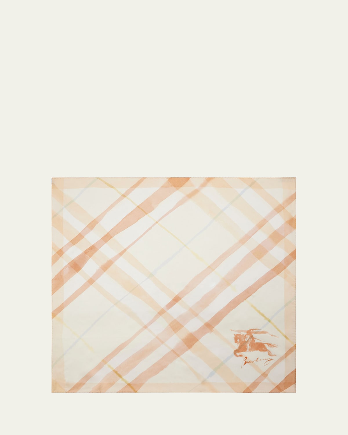 Burberry Watercolor Check-print Silk Scarf In Shell