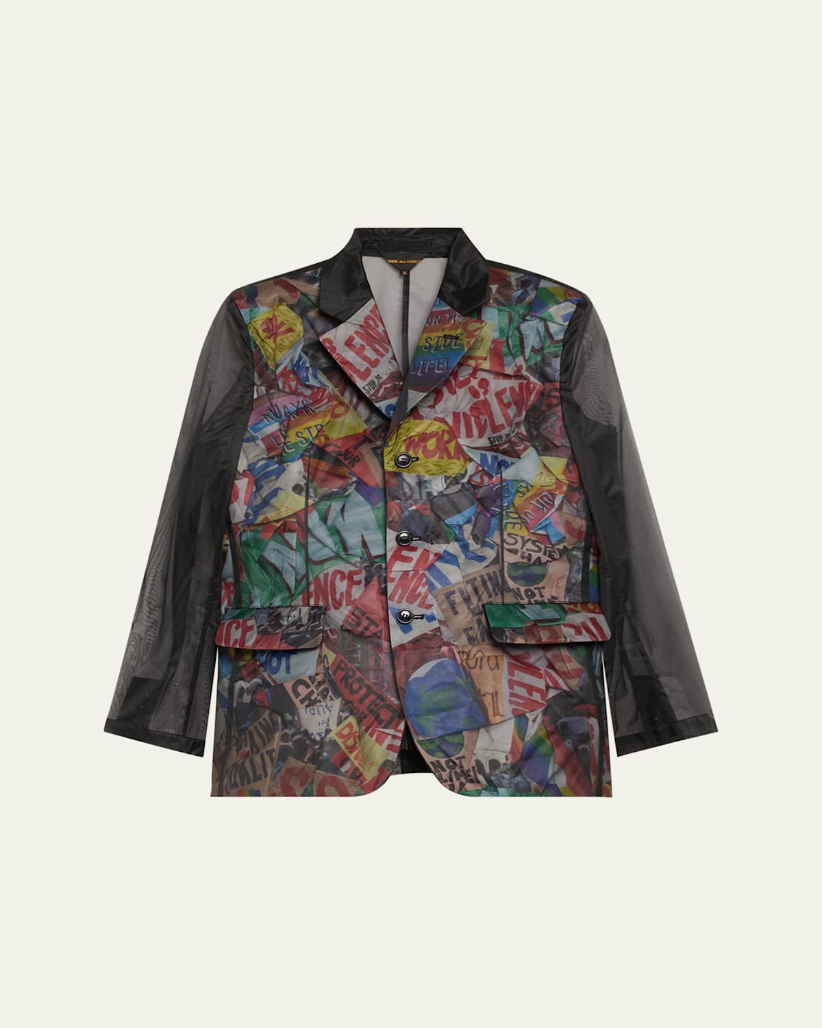 COMME DES GARÇONS MIXED-MEDIA PRINTED SINGLE-BREASTED JACKET 