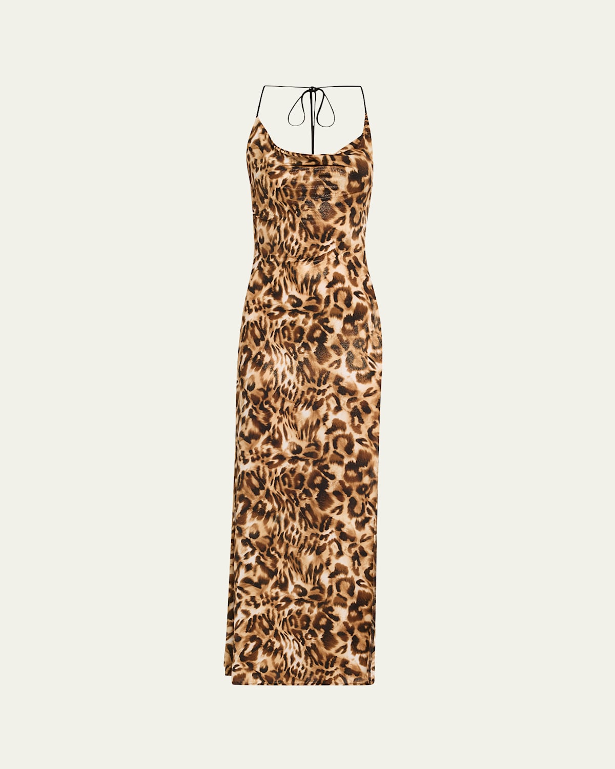 THEOPHILIO LEOPARD HIGH-SLIT EVENING DRESS 