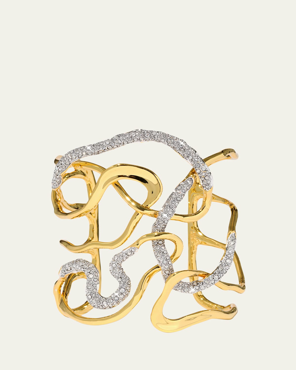 Solanales Gold Crystal Intertwined Cuff Bracelet
