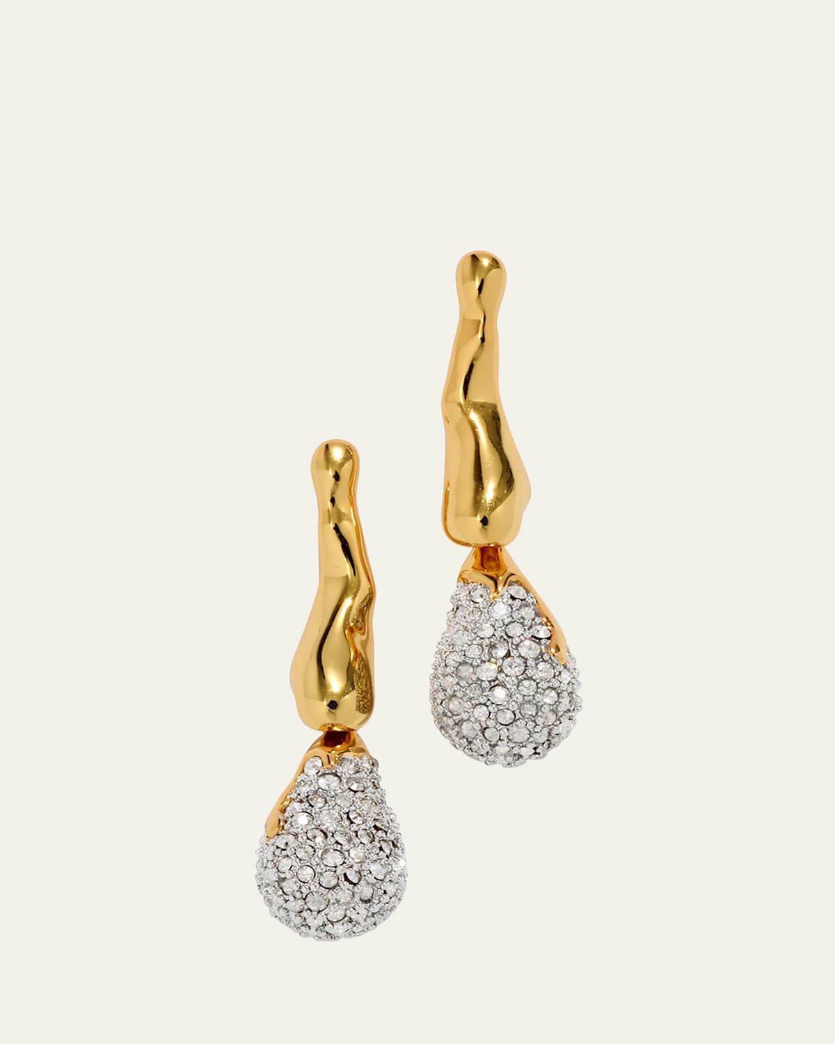 Solanales Gold-Plated Crystal Dewdrop Earrings