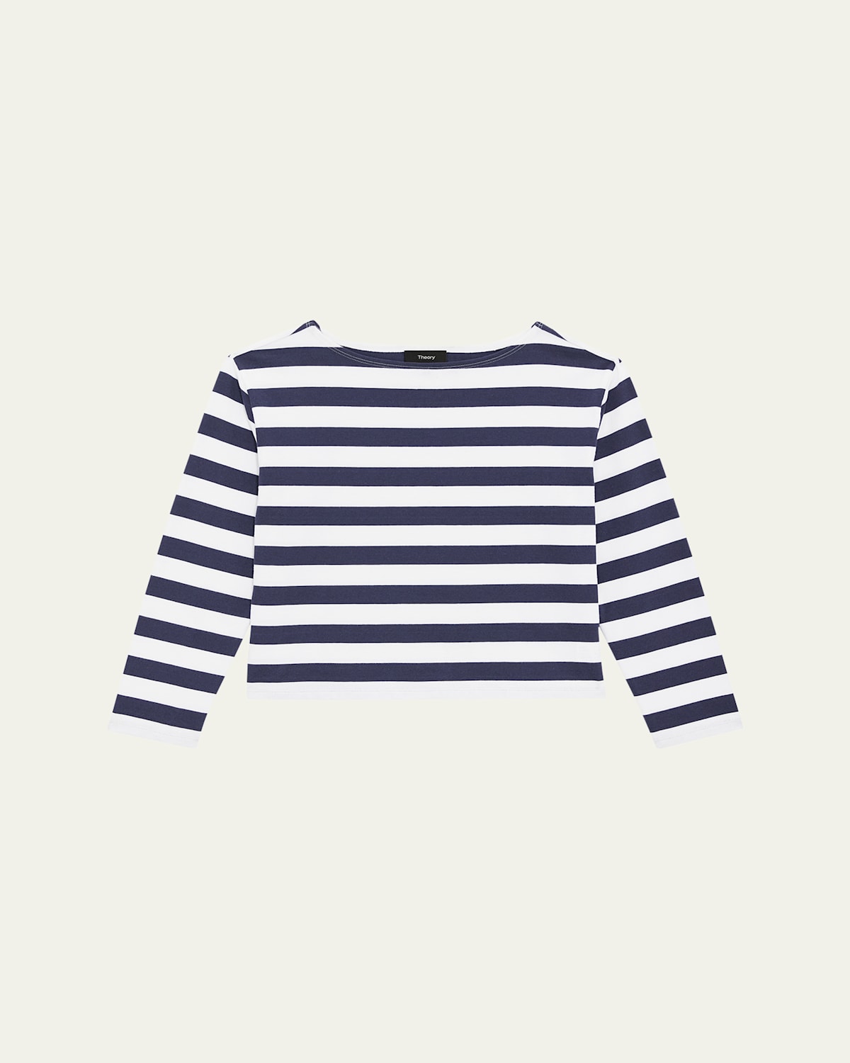 Theory Stripe Boat-neck Tee In Navy Multi