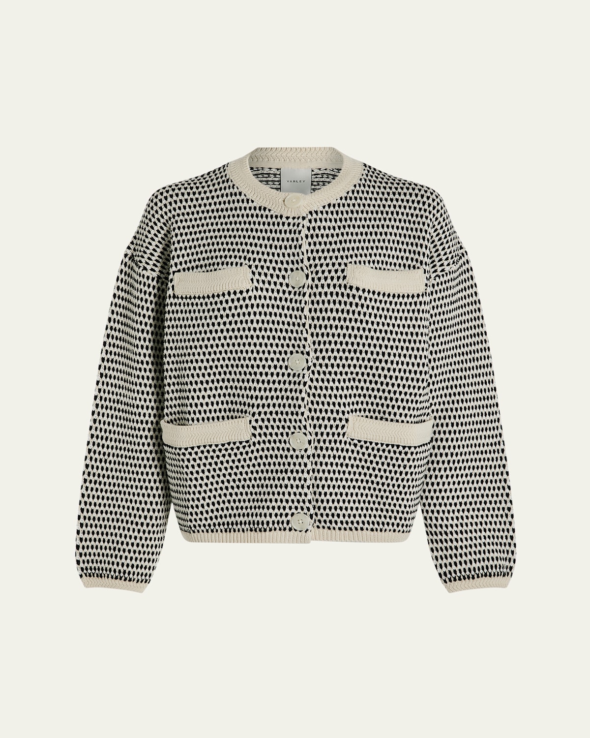 Varley Tidewell Textured Knit Jacket In Birch Multi Stitch