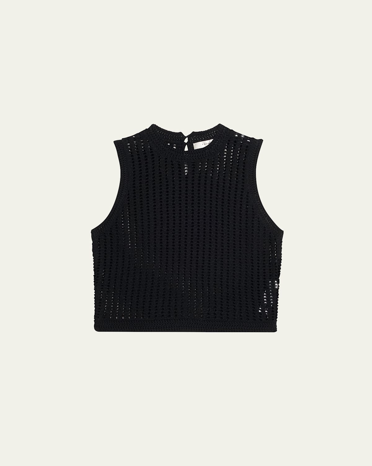 Frame Womens The Tulip Open-knit Cotton Tank Top Black In Black
