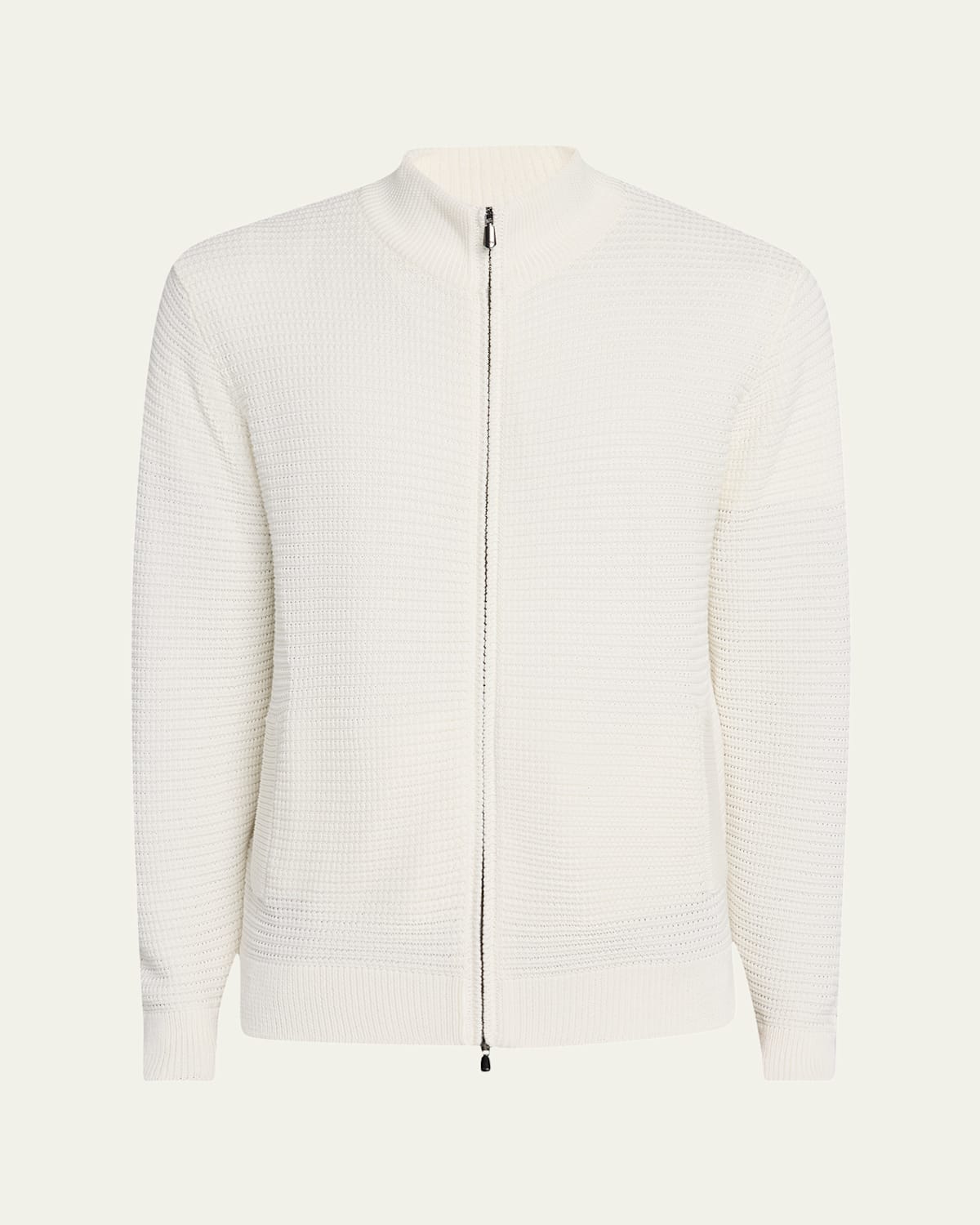 Men's Waffle Knit Full-Zip Sweater