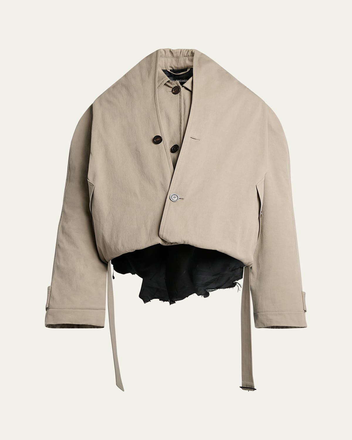 Balenciaga Flip Hooded Cotton-twill Belted Trench Coat