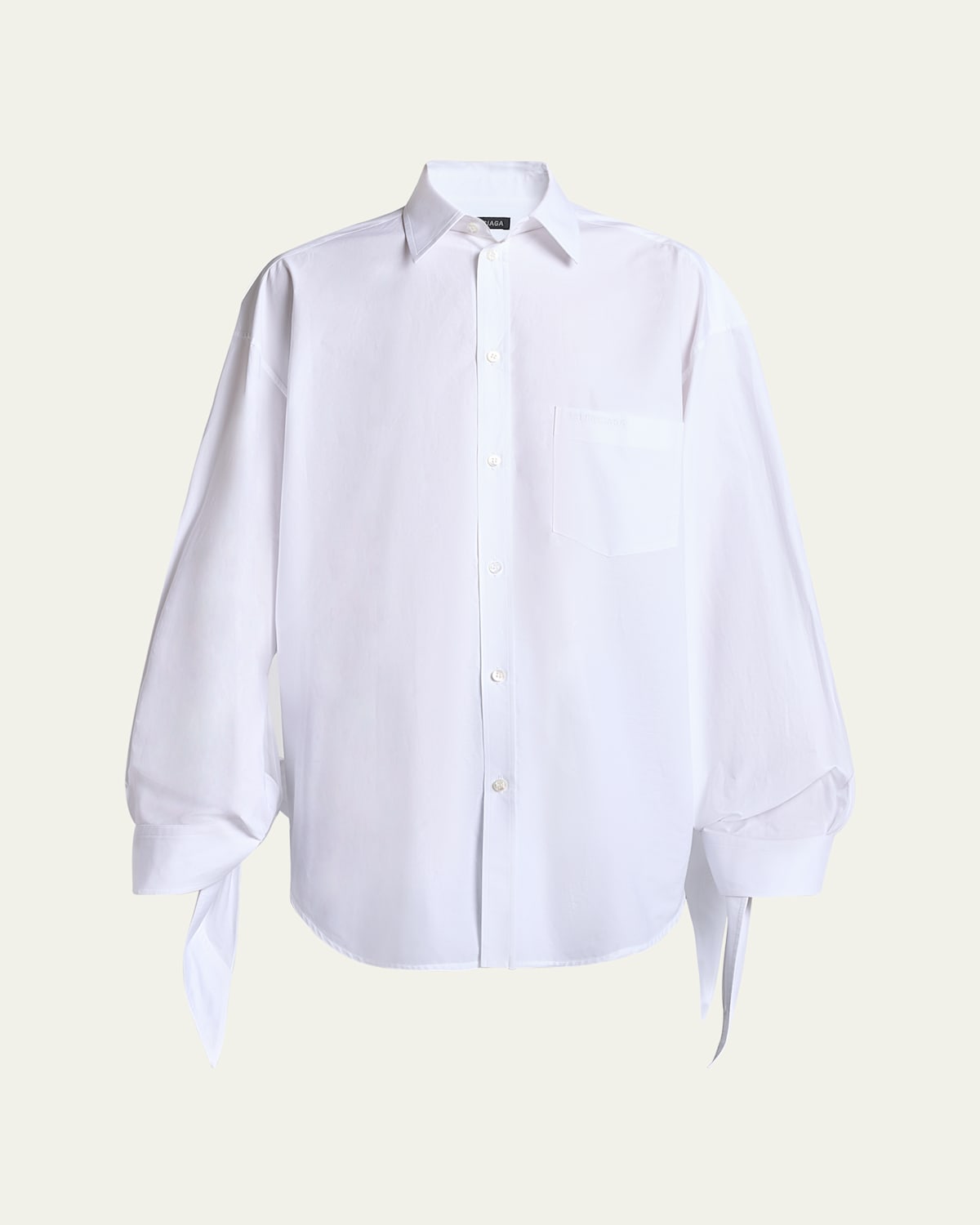 Balenciaga Knotted Cuff Poplin Blouse In White
