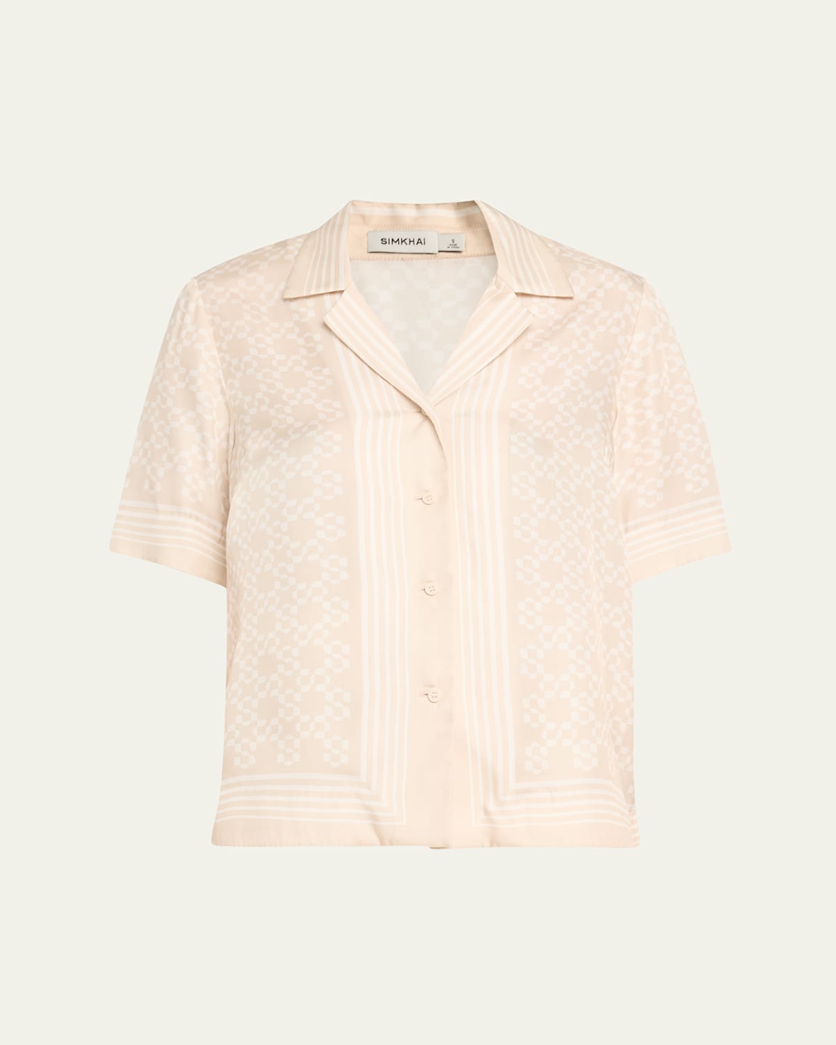 Shop Simkhai Koda Button-front Shirt In Sand