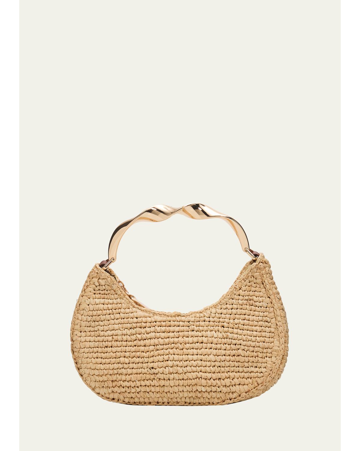 Nixi Twist Raffia Top-Handle Bag