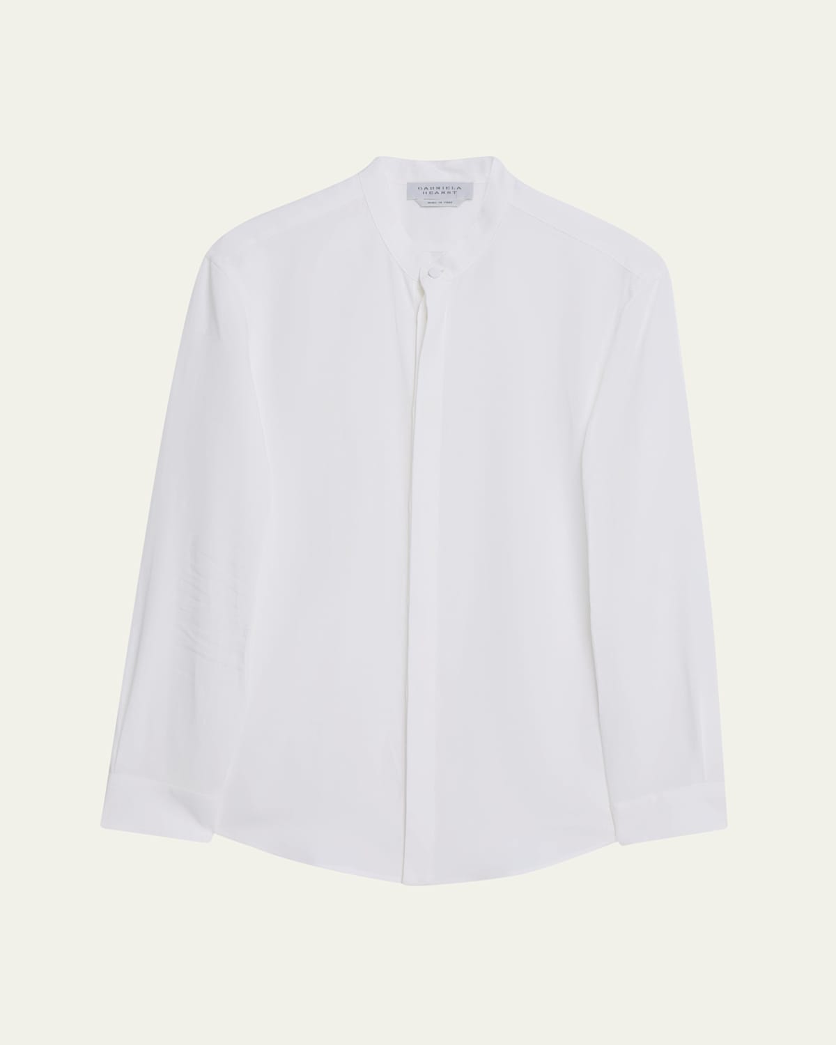 Gabriela Hearst Men's Ollie Linen Mandarin-collar Shirt In White