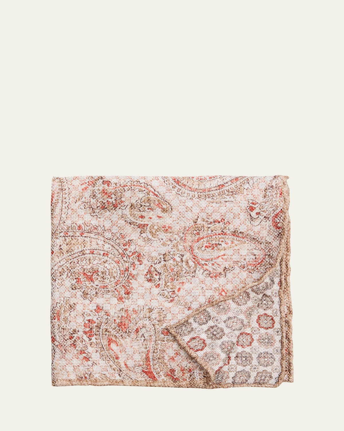 Men's Linen and Silk Paisley Pocket Square