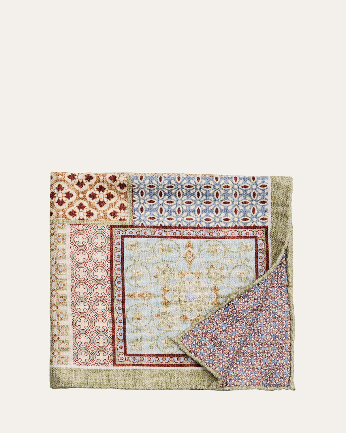 Rosi Collection Men's Silk Double-Face Patchwork Pocket Square