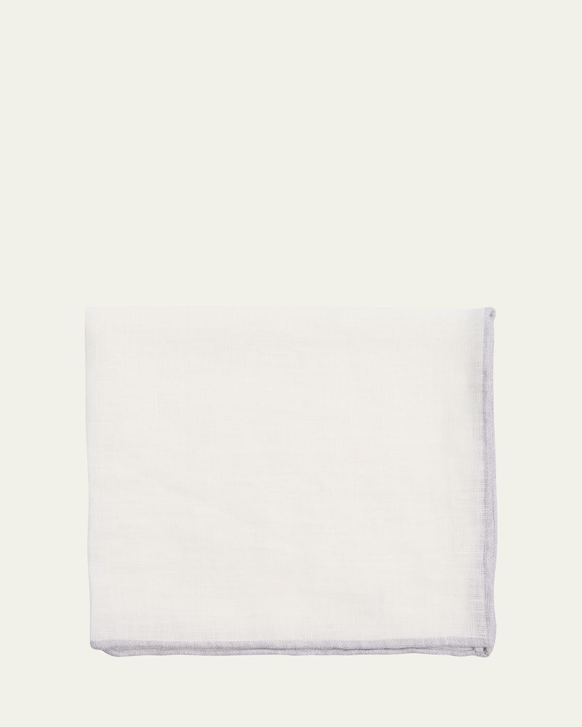 Men's Linen Contrast-Trim Pocket Square