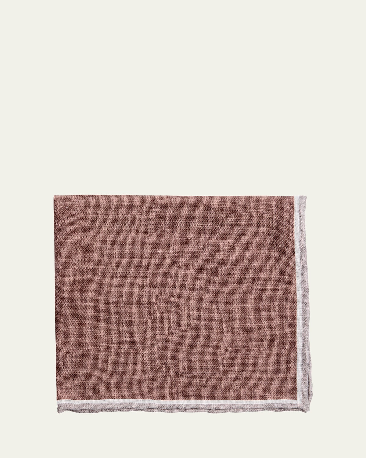 Men's Linen Stripe-Trim Pocket Square
