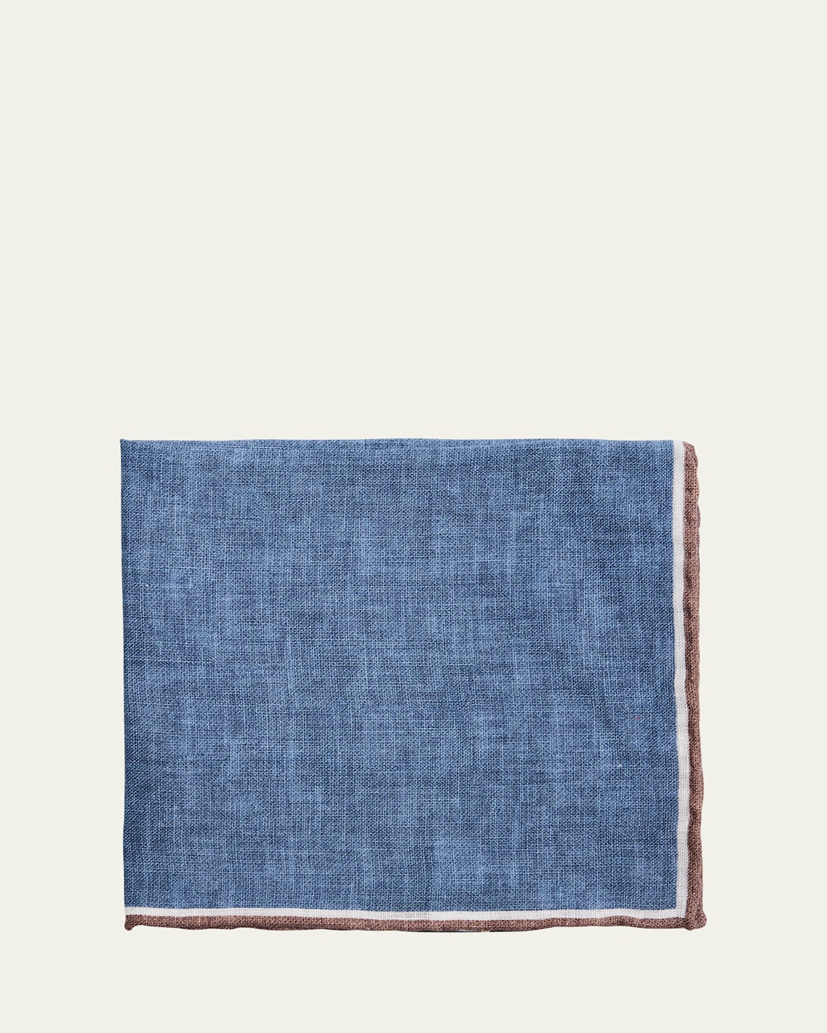 Men's Linen Stripe-Trim Pocket Square