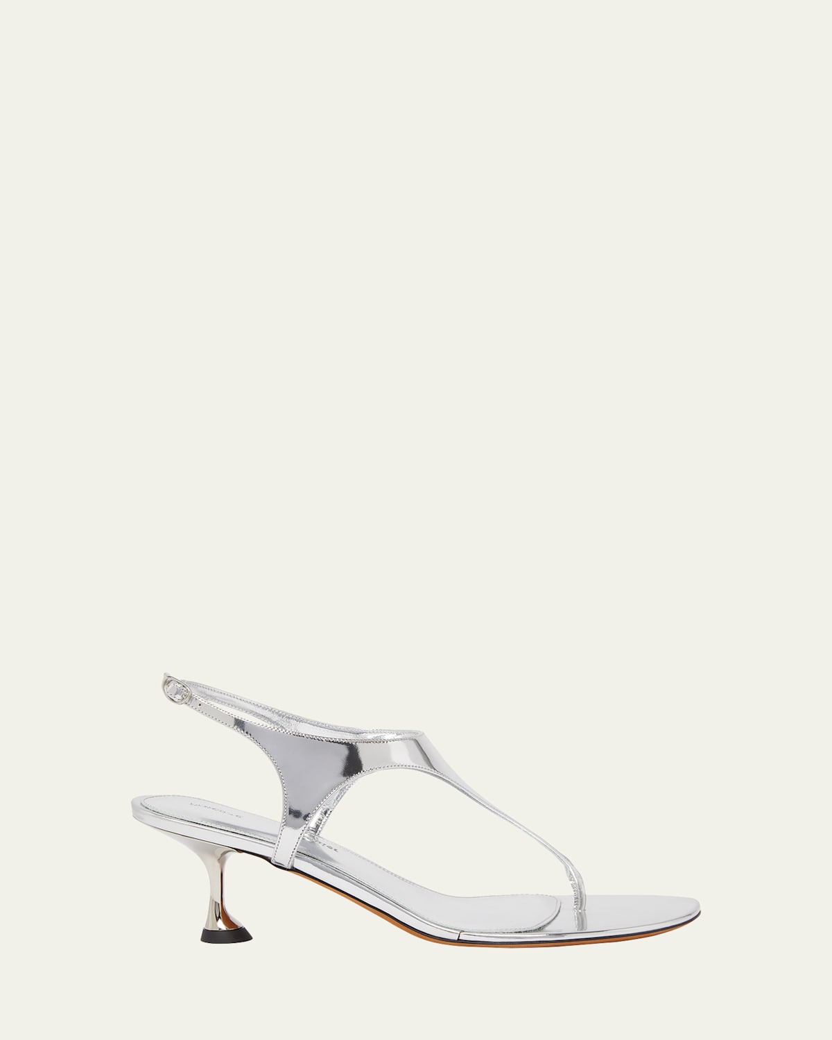 PROENZA SCHOULER METALLIC LEATHER KITTEN-HEEL THONG SANDALS 