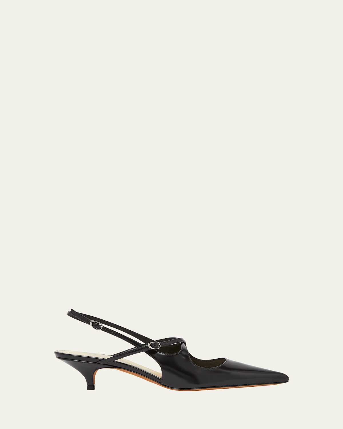 Proenza Schouler Slash Patent-leather Slingback Point-toe Pumps In Black