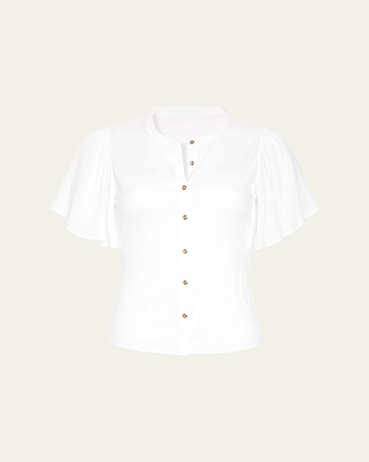 RAMY BROOK COLETTE BUTTON-FRONT FLUTTER-SLEEVE TOP 