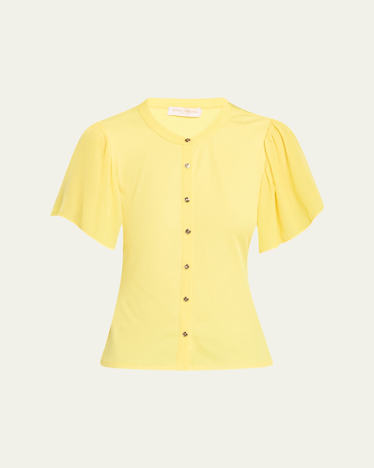 RAMY BROOK COLETTE BUTTON-FRONT FLUTTER-SLEEVE TOP 