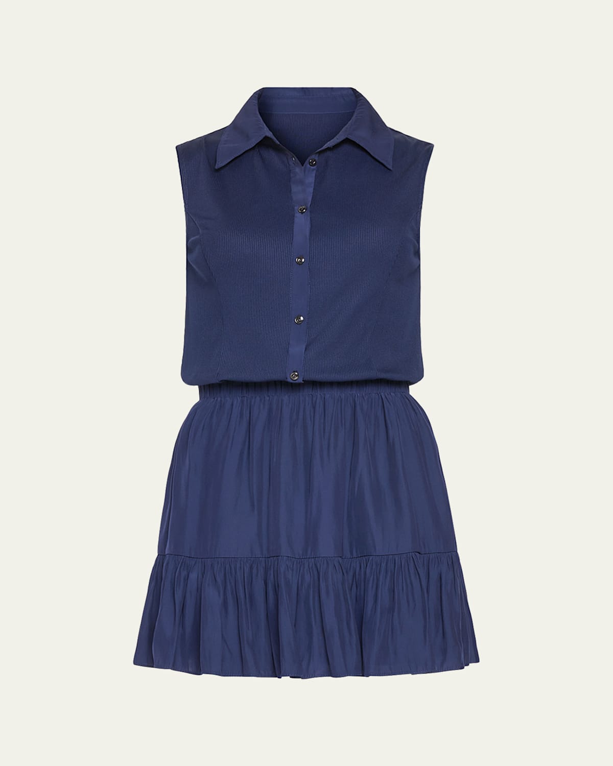 Shop Ramy Brook Odette Sleeveless Button-front Mini Dress In Spring Navy