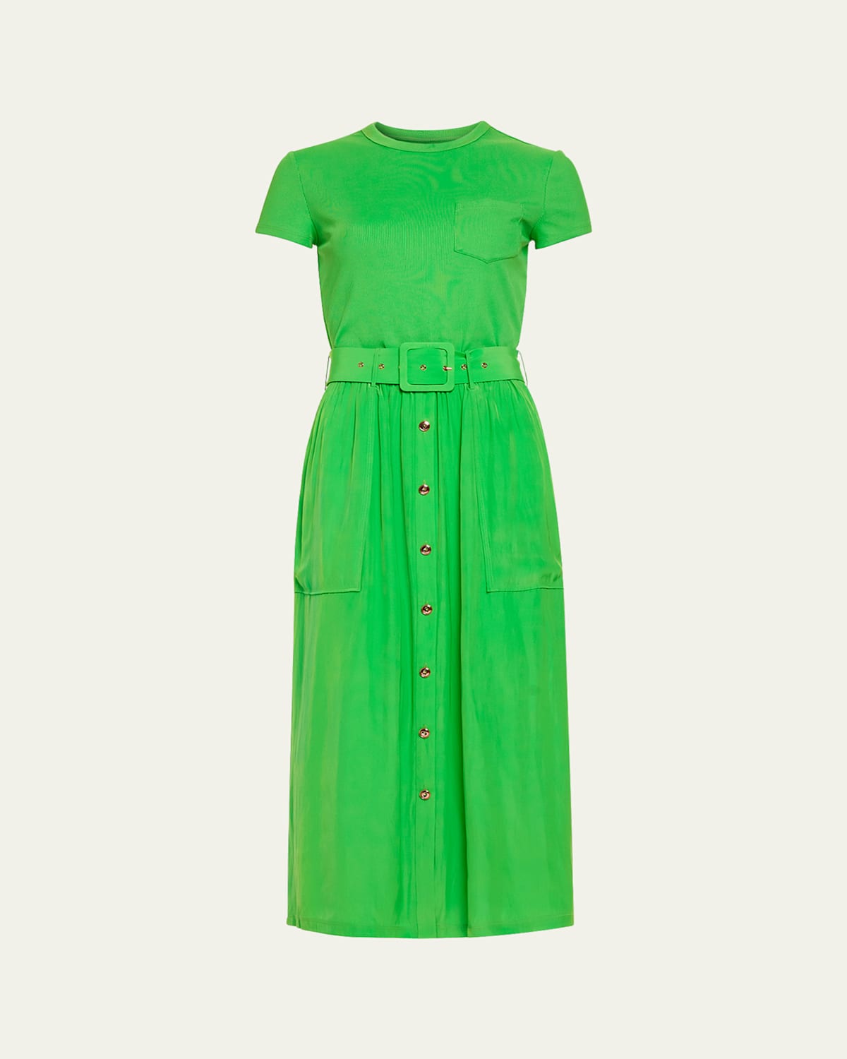 Shop Ramy Brook Sylvie Belted Midi Dress In Tropic Green
