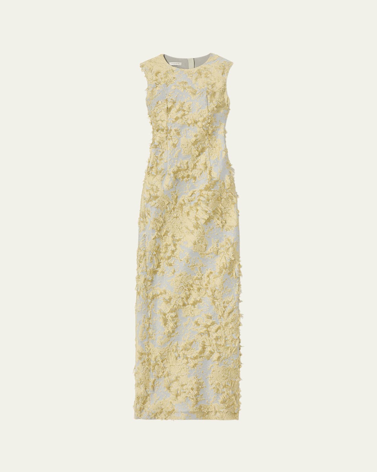 Shop Lafayette 148 Sleeveless Metallic Fringe Jacquard Gown In Pencil Grey Multi