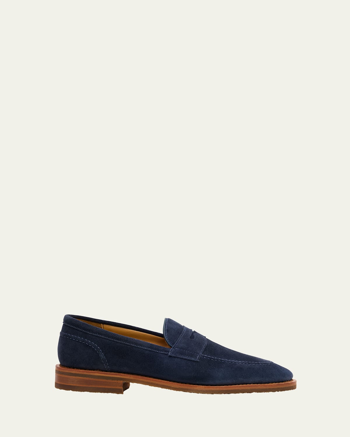 Men's Roman Suede Contrast-Sole Penny Loafers