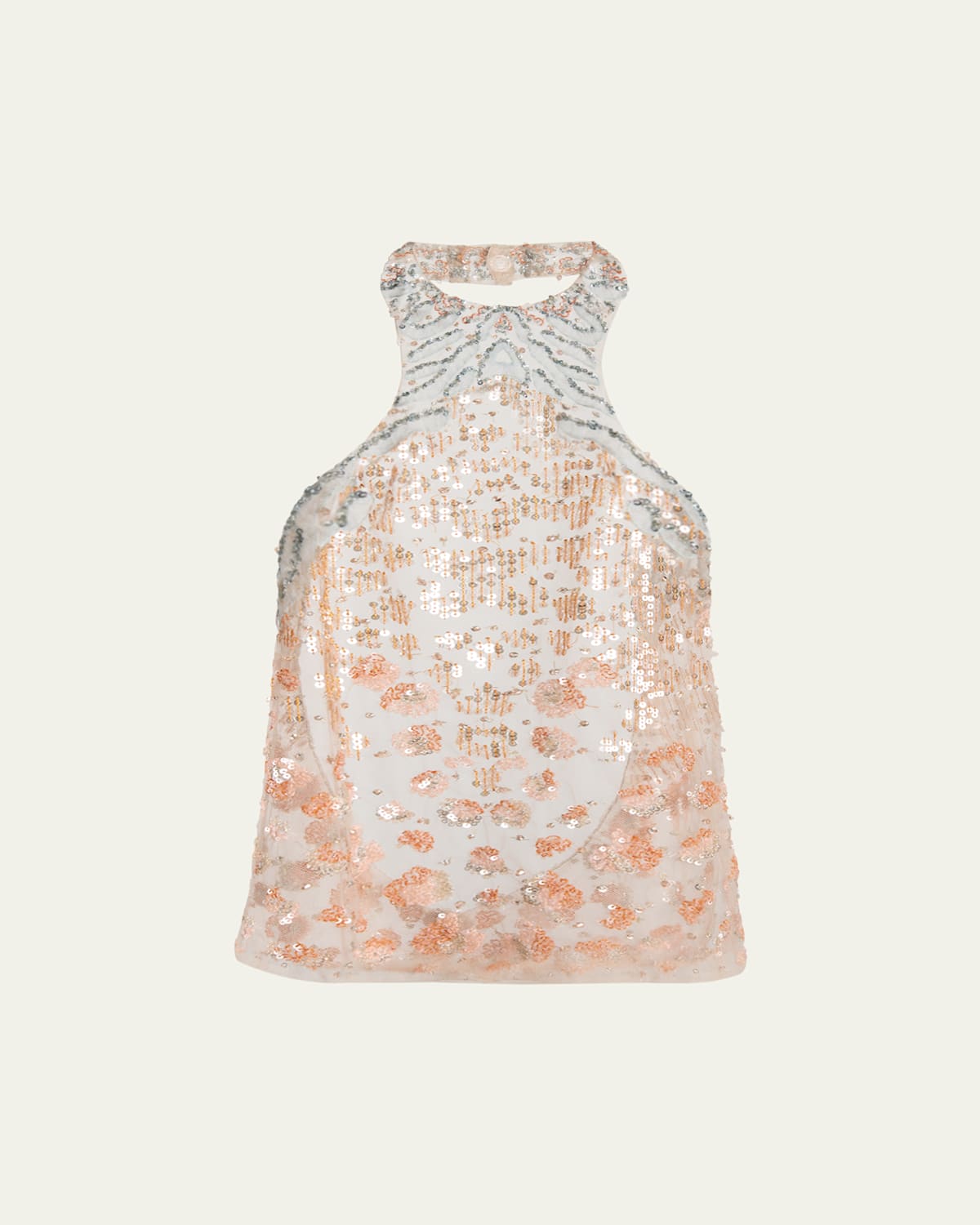 Giorgio Armani Halter Sequined Semi-sheer Blouse In Multi